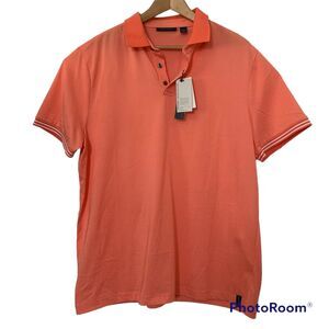 Perry Ellis Principles Mens XL SS Polo Shirt Moisture Wicking Coral Orange $59